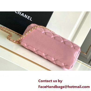 Chanel Calfskin  &  Gold-Tone Metal Chain Bowling Bag AP3586 Pink 2024